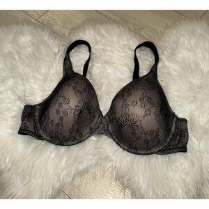 Vanity Fair Body Sleeks Contour Bra Lace Lined Underwire Womens 38C Black 75271